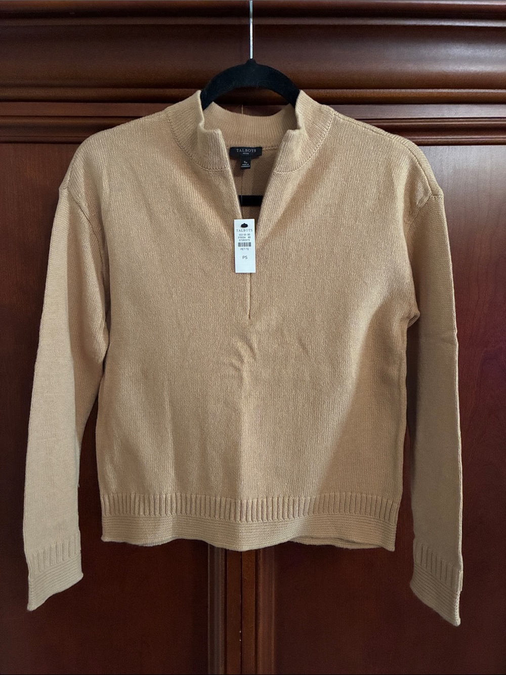 Talbots womens Camel Tan Zip-Neck Sweater